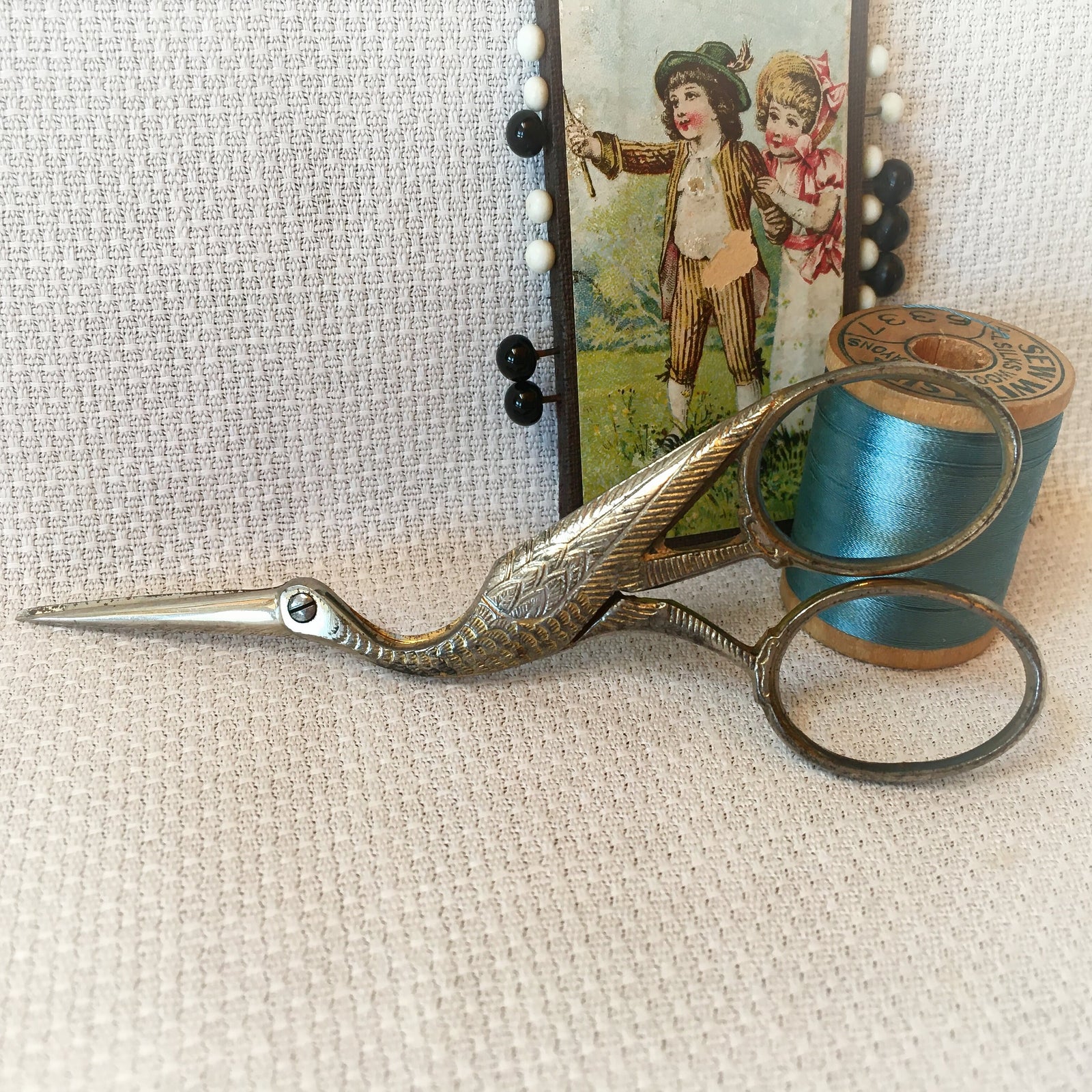 1920's - 30's Stork Embroidery Scissors, Krusius Brothers Germany