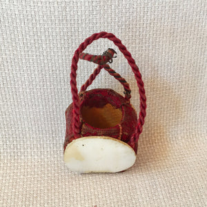 Early 1900's Mother of Pearl and Velvet "Remember Me" Thimble Holder with Sterling Silver Thimble