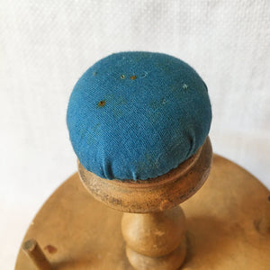 Vintage Wooden Spool Holder with Pin Cushion