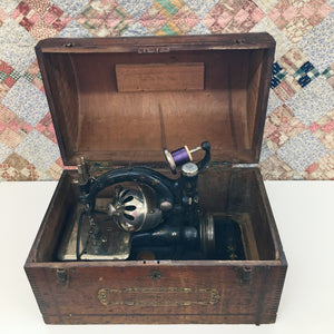 1910s–1920s Western Electric Sewing Machine with Original Wooden Case