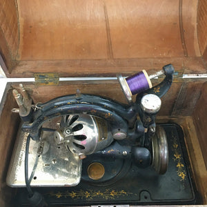 1910s–1920s Western Electric Sewing Machine with Original Wooden Case