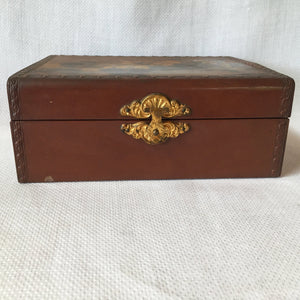 Edwardian Era Celluloid Floral Jewelry or Keepsake Box, Dated 1901