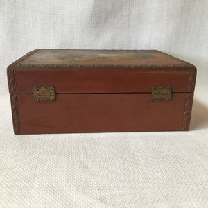 Edwardian Era Celluloid Floral Jewelry or Keepsake Box, Dated 1901