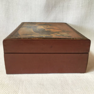 Edwardian Era Celluloid Floral Jewelry or Keepsake Box, Dated 1901