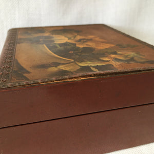 Edwardian Era Celluloid Floral Jewelry or Keepsake Box, Dated 1901