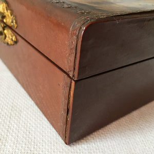 Edwardian Era Celluloid Floral Jewelry or Keepsake Box, Dated 1901