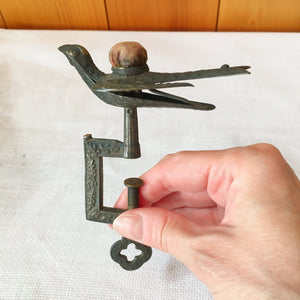 Victorian Era Sewing Bird with Original Pin Cushion, Patented Feb 15 1853