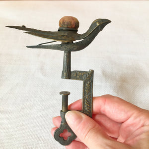 Victorian Era Sewing Bird with Original Pin Cushion, Patented Feb 15 1853
