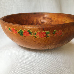 Vintage Mid Century Decoupage Wooden Bowl