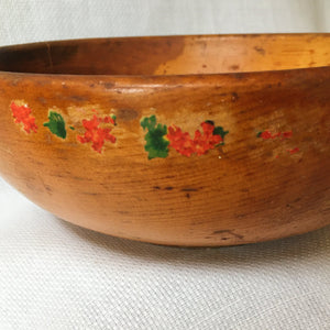 Vintage Mid Century Decoupage Wooden Bowl