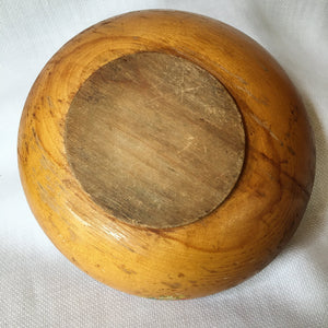 Vintage Mid Century Decoupage Wooden Bowl