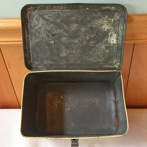 Vintage 1920s-1940s Cream and Green Kitchen Collection, Enamelware, Candy Tin, Rawleigh Baking Powder Tin, Bowl, Utensils