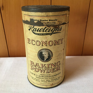 Vintage 1920s-1940s Cream and Green Kitchen Collection, Enamelware, Candy Tin, Rawleigh Baking Powder Tin, Bowl, Utensils