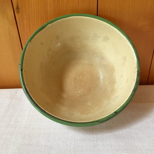 Vintage 1920s-1940s Cream and Green Kitchen Collection, Enamelware, Candy Tin, Rawleigh Baking Powder Tin, Bowl, Utensils