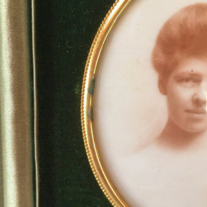 Early 1900’s Milk Glass Opalotype Portrait in Original Leather Over Wood Case