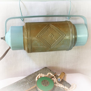Vintage Mid Century Hanging Plug-In Light, Rotating Glass Shade
