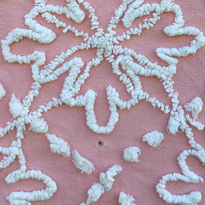 Vintage Mid Century Pink Chenille Cotton Bedspread