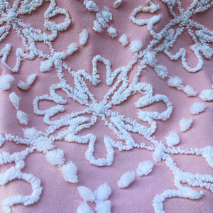 Vintage Mid Century Pink Chenille Cotton Bedspread