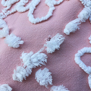 Vintage Mid Century Pink Chenille Cotton Bedspread