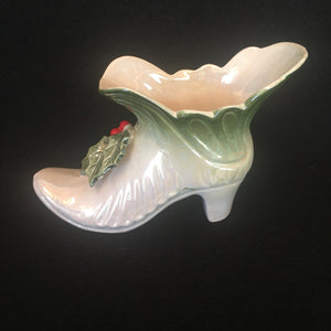 Vintage Holiday Collection!  2 Porcelain Boots and 3 Holiday Birds with Tinsel Tail Feathers
