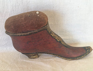 19th Century Wooden Shoe Pin Cushion