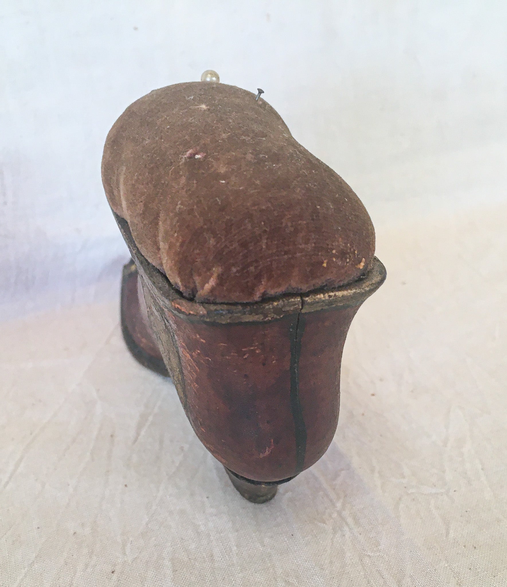 19th Century Wooden Shoe Pin Cushion