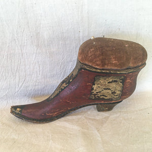 19th Century Wooden Shoe Pin Cushion