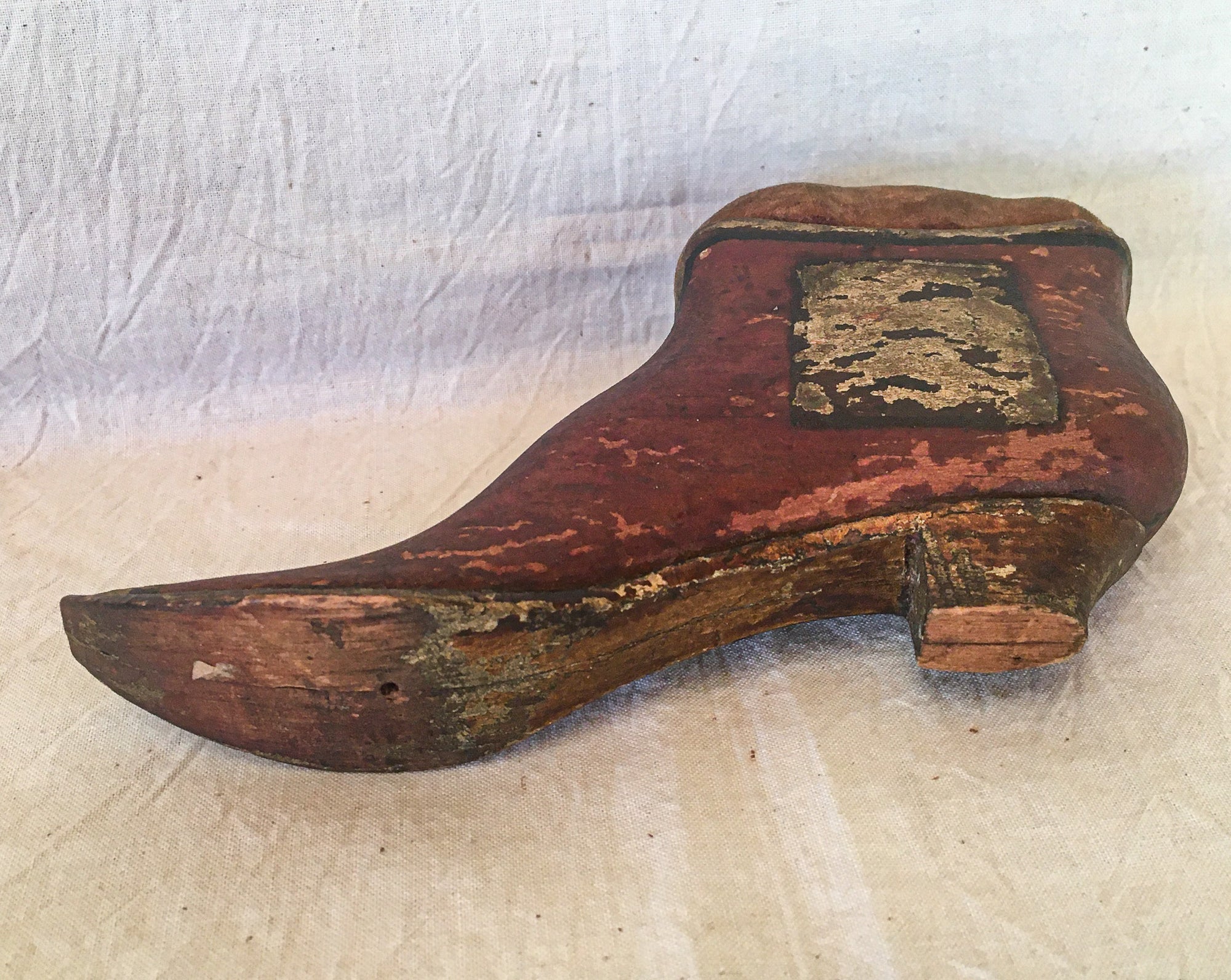 19th Century Wooden Shoe Pin Cushion