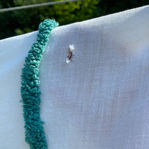 Vintage 1940s–1950s White & Green Chenille Bedspread