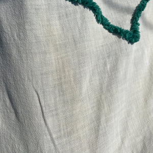 Vintage 1940s–1950s White & Green Chenille Bedspread
