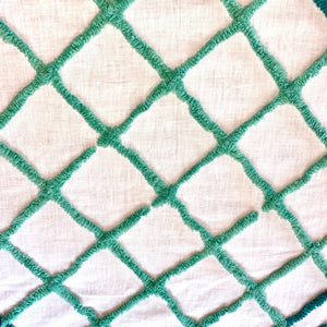 Vintage 1940s–1950s White & Green Chenille Bedspread