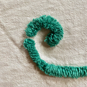 Vintage 1940s–1950s White & Green Chenille Bedspread