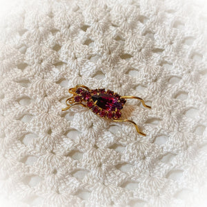 Vintage Mid Century Purple Rhinestone Insect Brooch, 1950s -1960s Costume Jewelry