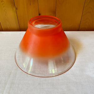 Vintage Mid Century Frosted Orange Ombre Glass Chip & Dip Set with Metal Holder