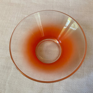 Vintage Mid Century Frosted Orange Ombre Glass Chip & Dip Set with Metal Holder