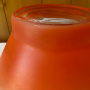 Vintage Mid Century Frosted Orange Ombre Glass Chip & Dip Set with Metal Holder