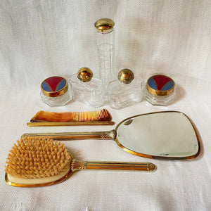 Vintage Art Deco 1930's - 1940s Complete Vanity Dresser Set in Fitted Case