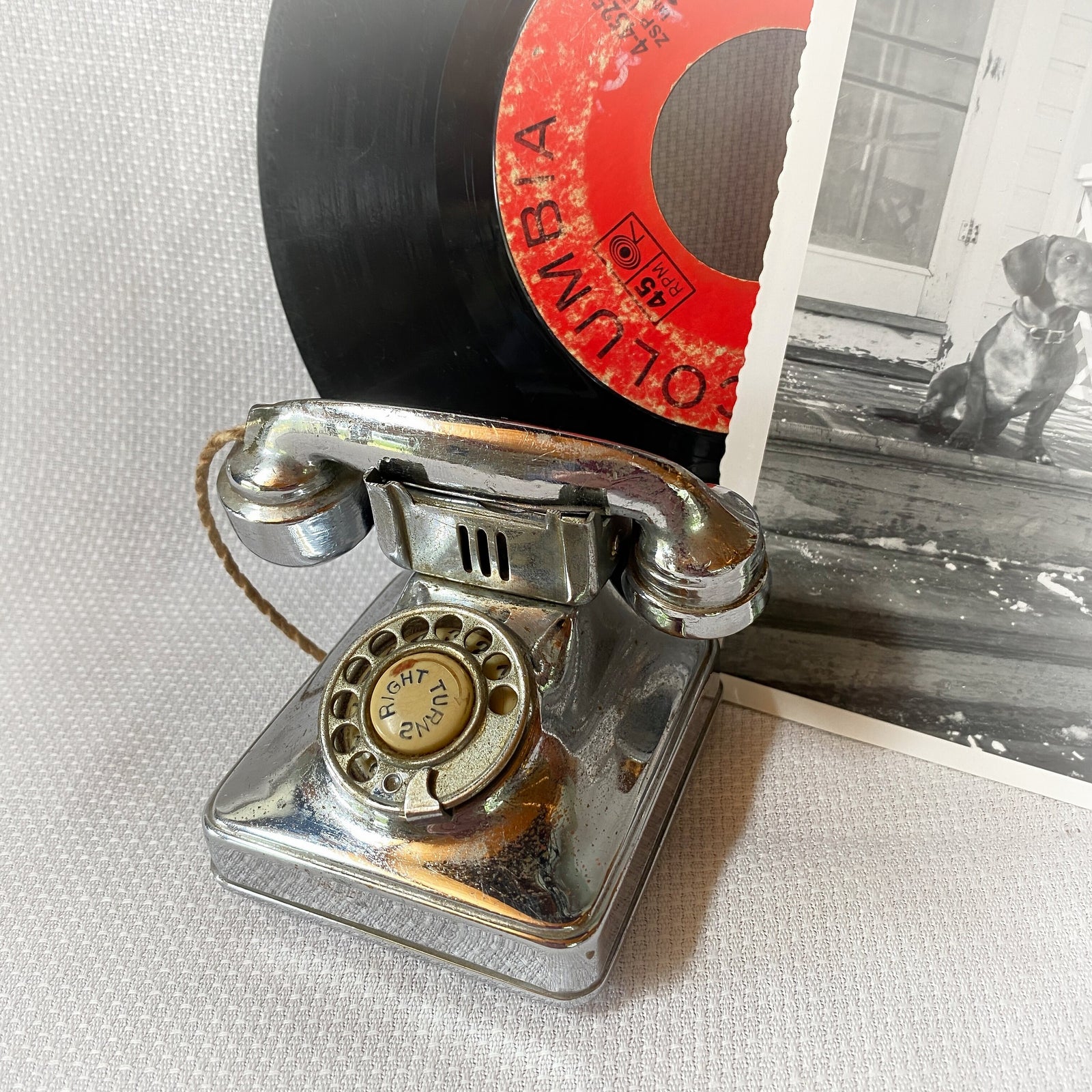 Vintage Cigarette Lighter, 1940s 1950s, Peacock Miniature Telephone