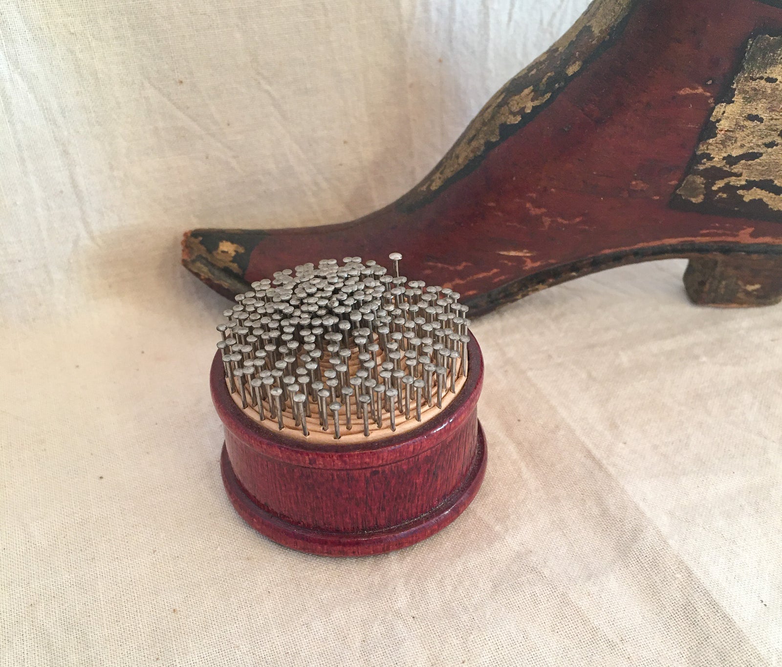 1900’s Puritan Pyramid Pins in Wooden Base