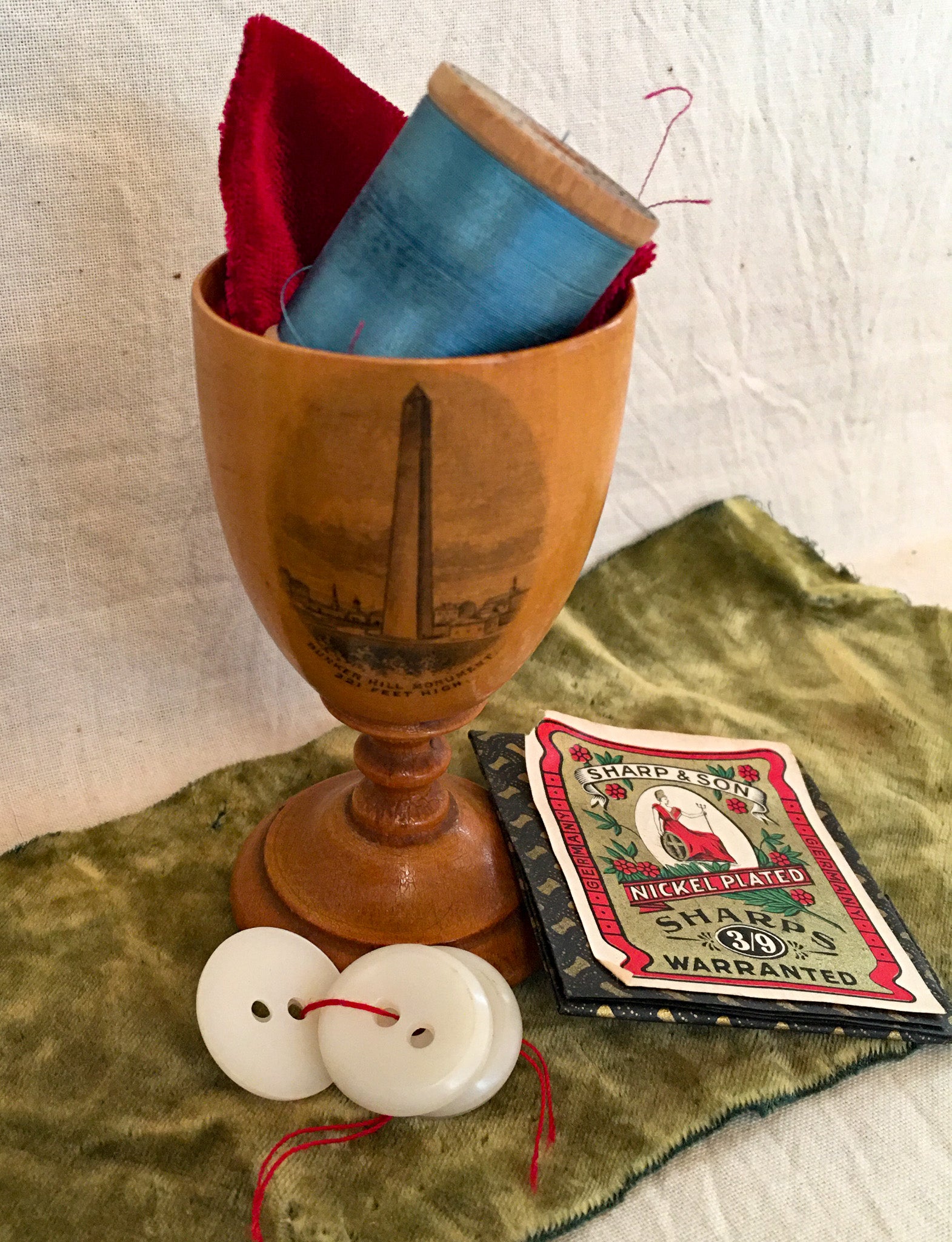 Late 1800’s Mauchline Ware Egg Cup, “Bunker Hill Monument 221 Feet High”