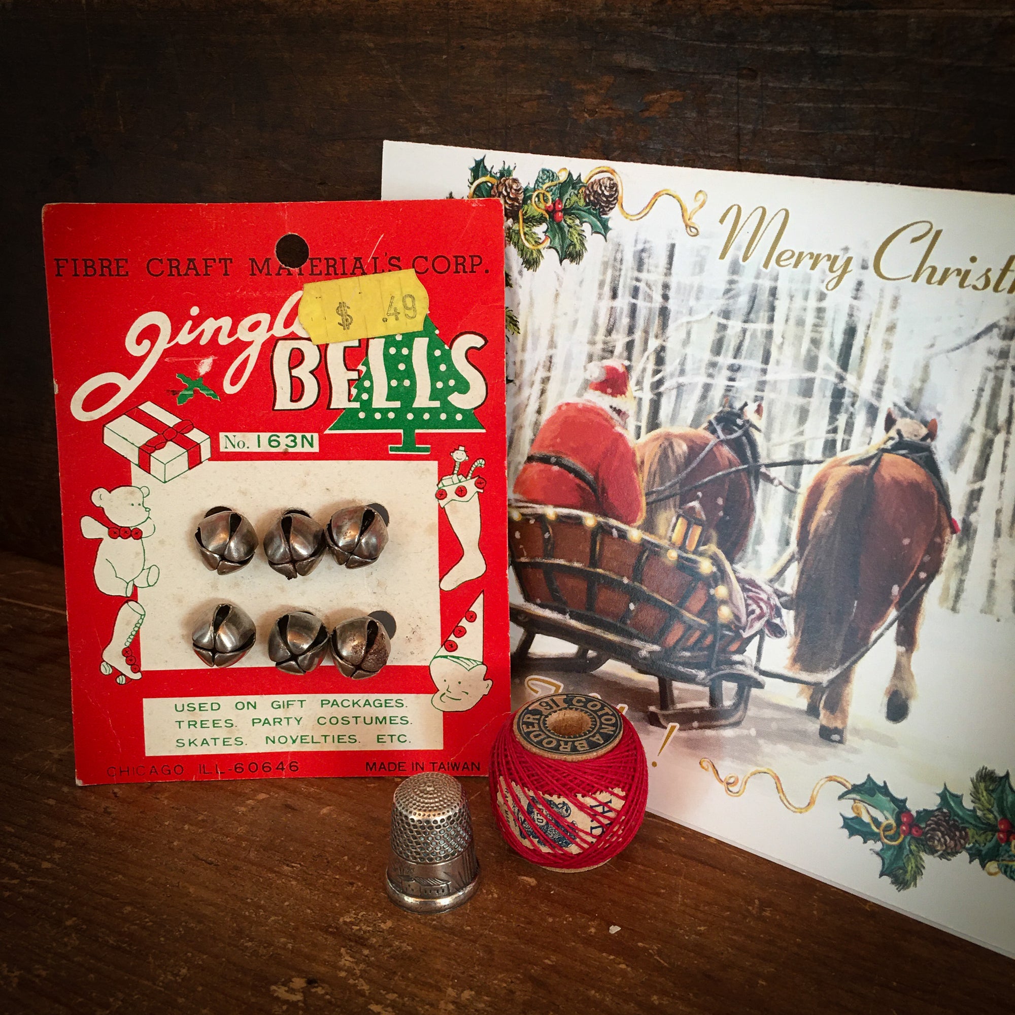 Set of 6 Jingle Bells on Original Festive Card