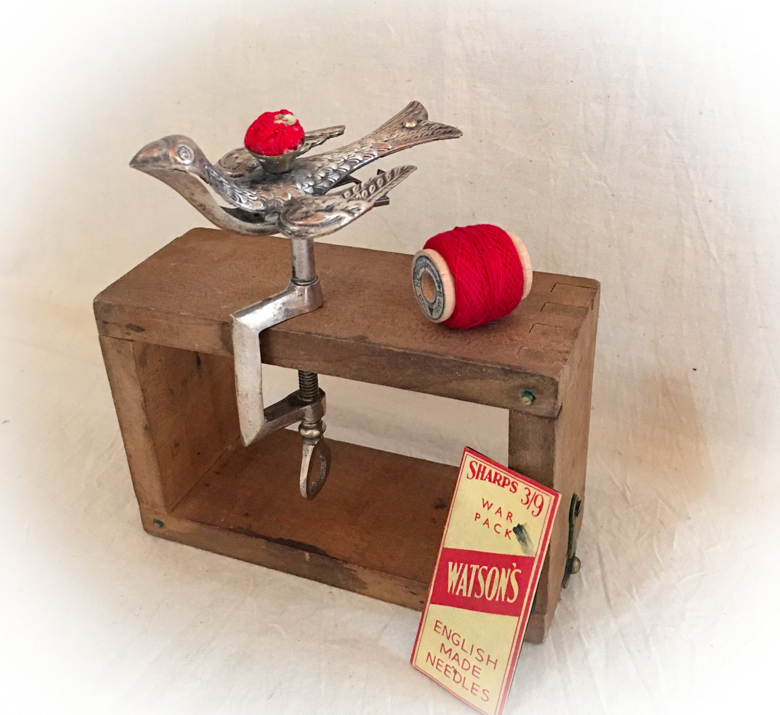Victorian Era Sewing Bird, Silver Plate