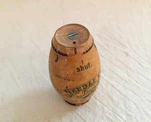 Early 1900’s Treen Barrel Shaped Needle Case, Made in Germany