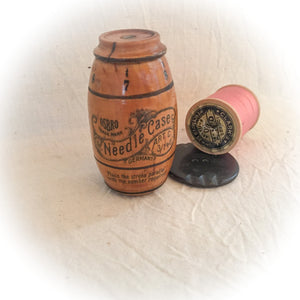 Early 1900’s Treen Barrel Shaped Needle Case, Asbro, Made in Germany