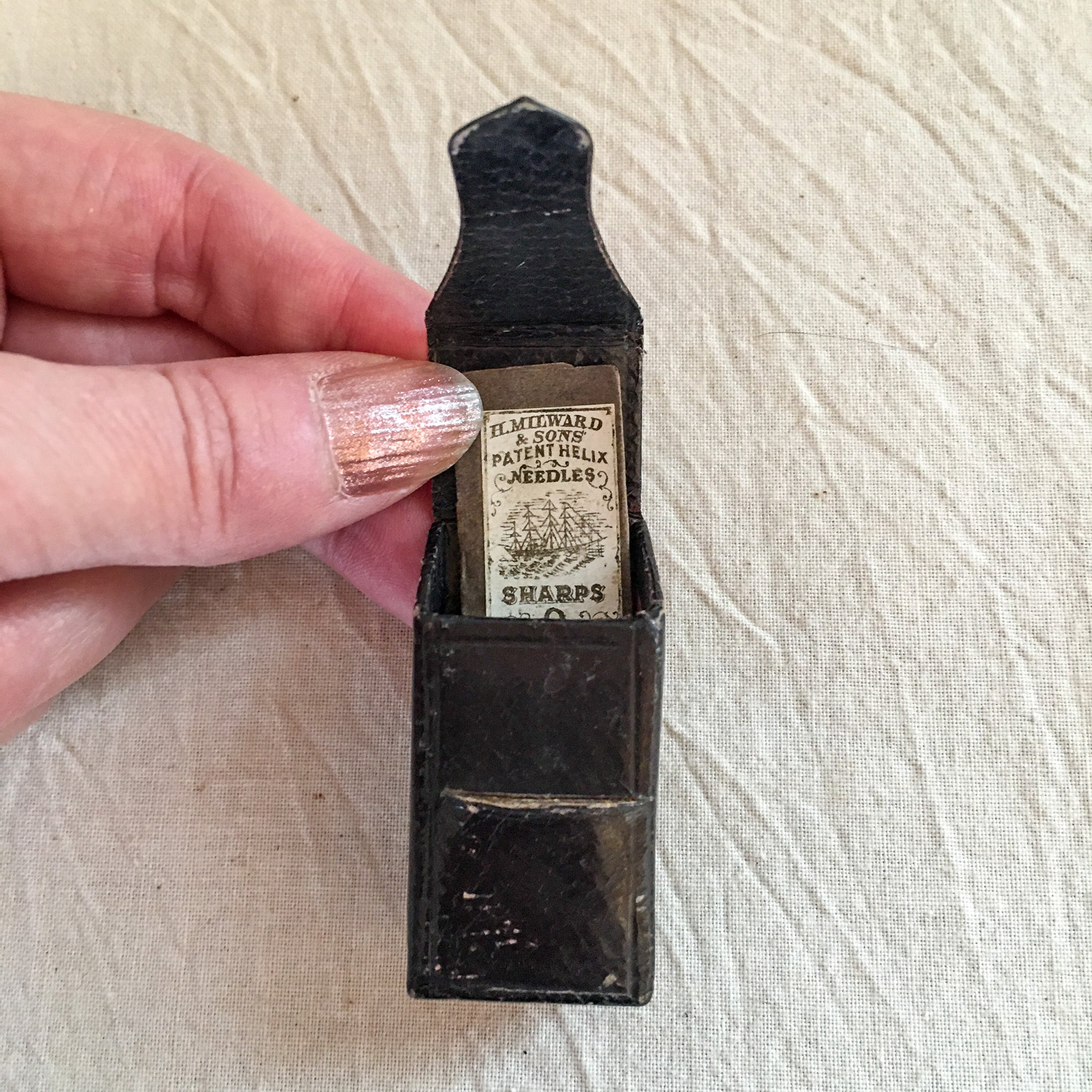 Antique Leather Needle Case