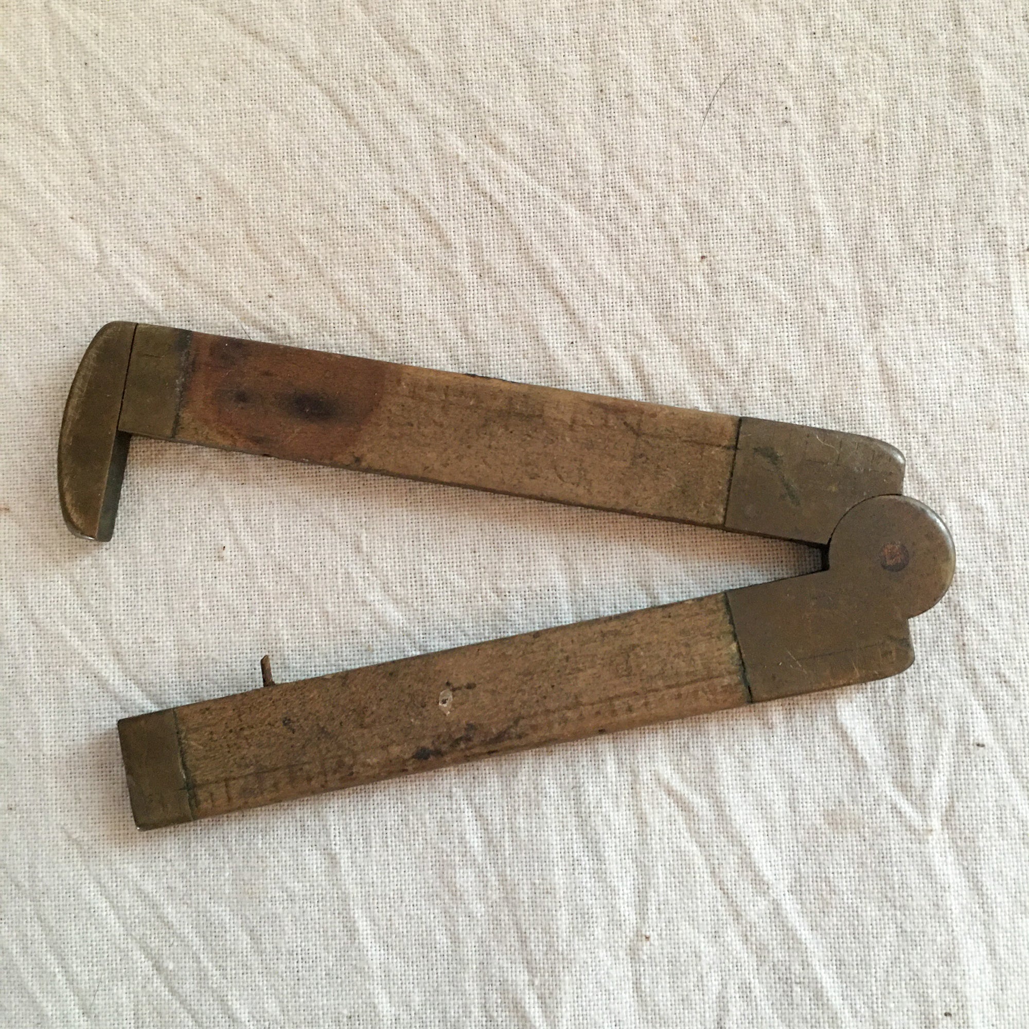Early 1900’s Set of 3 Wooden and Brass Rules, Primitive Screwdriver