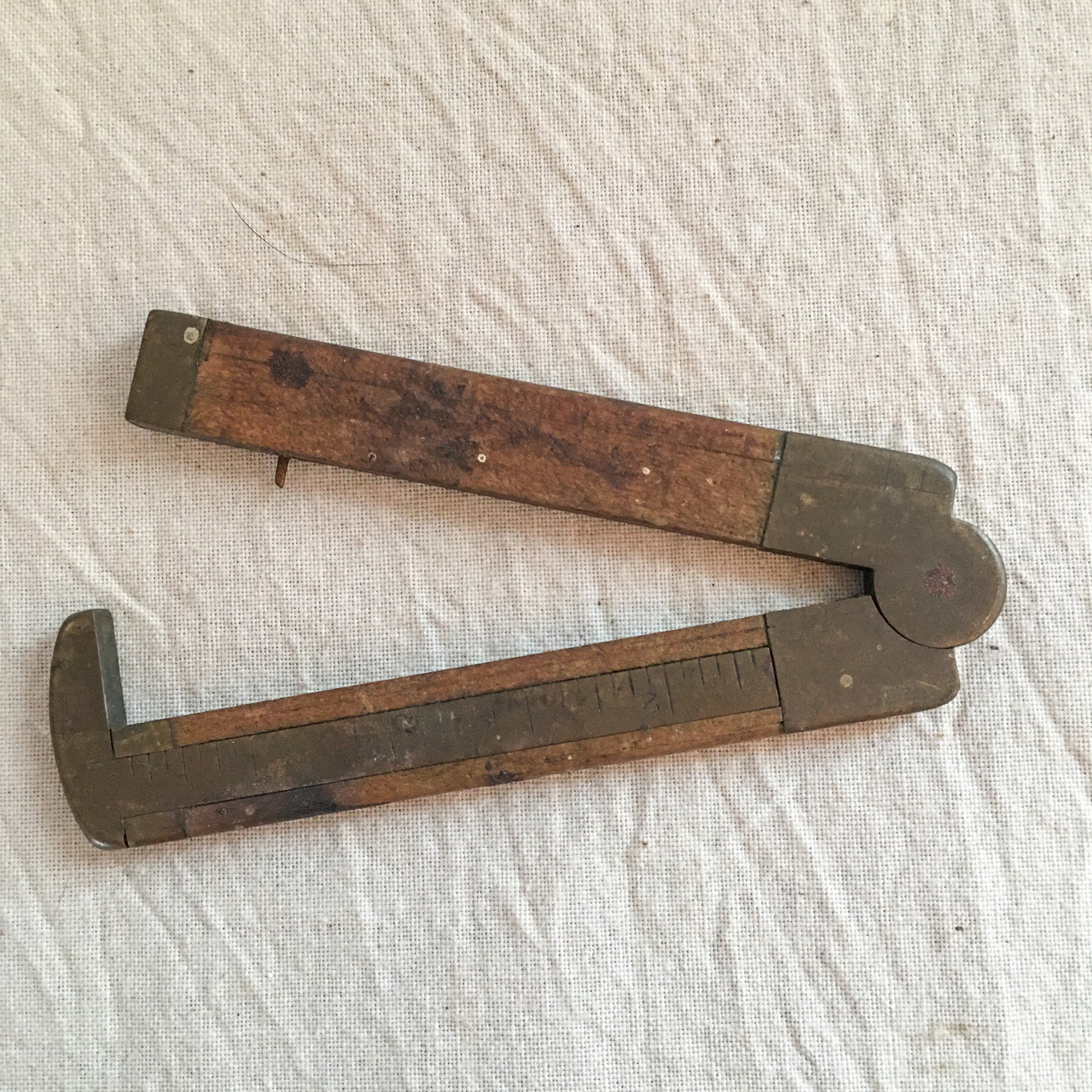 Early 1900’s Set of 3 Wooden and Brass Rules, Primitive Screwdriver