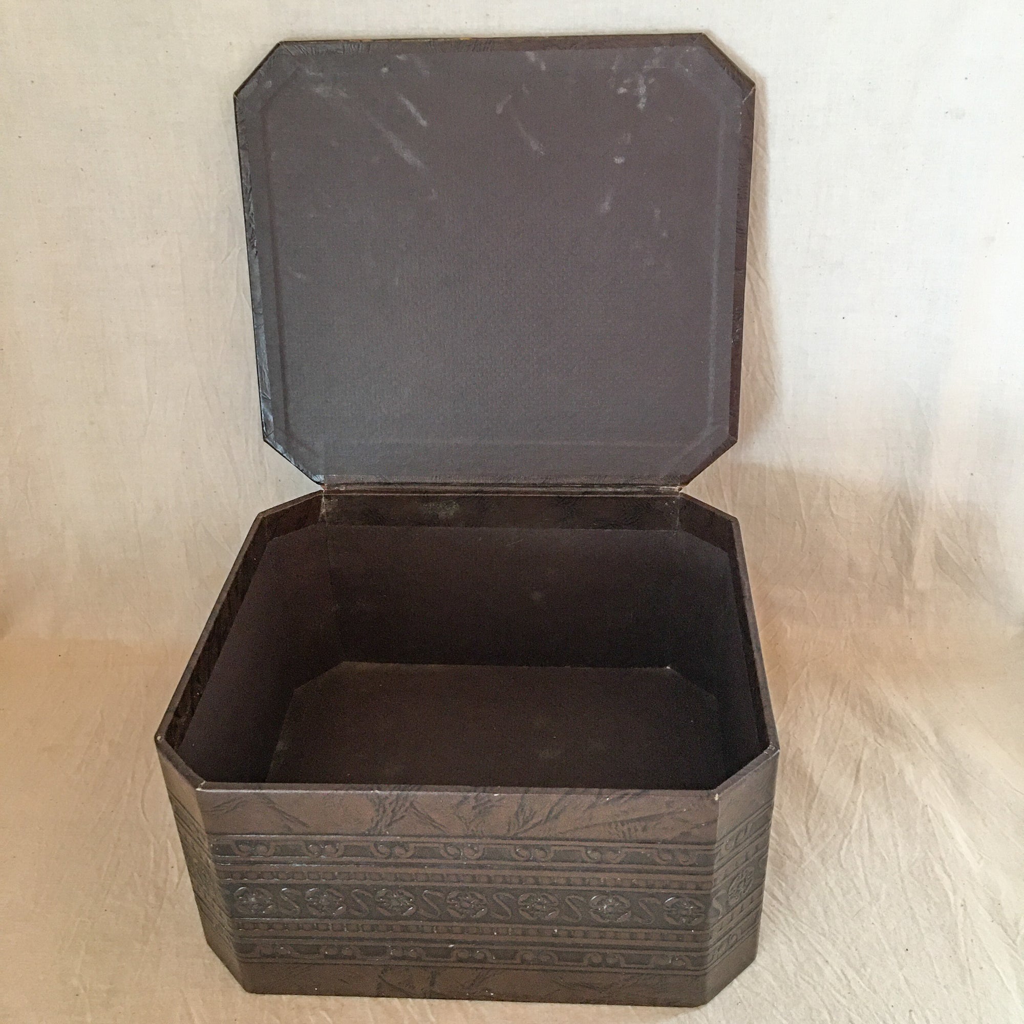 Vintage Faux Leather Box with Contents