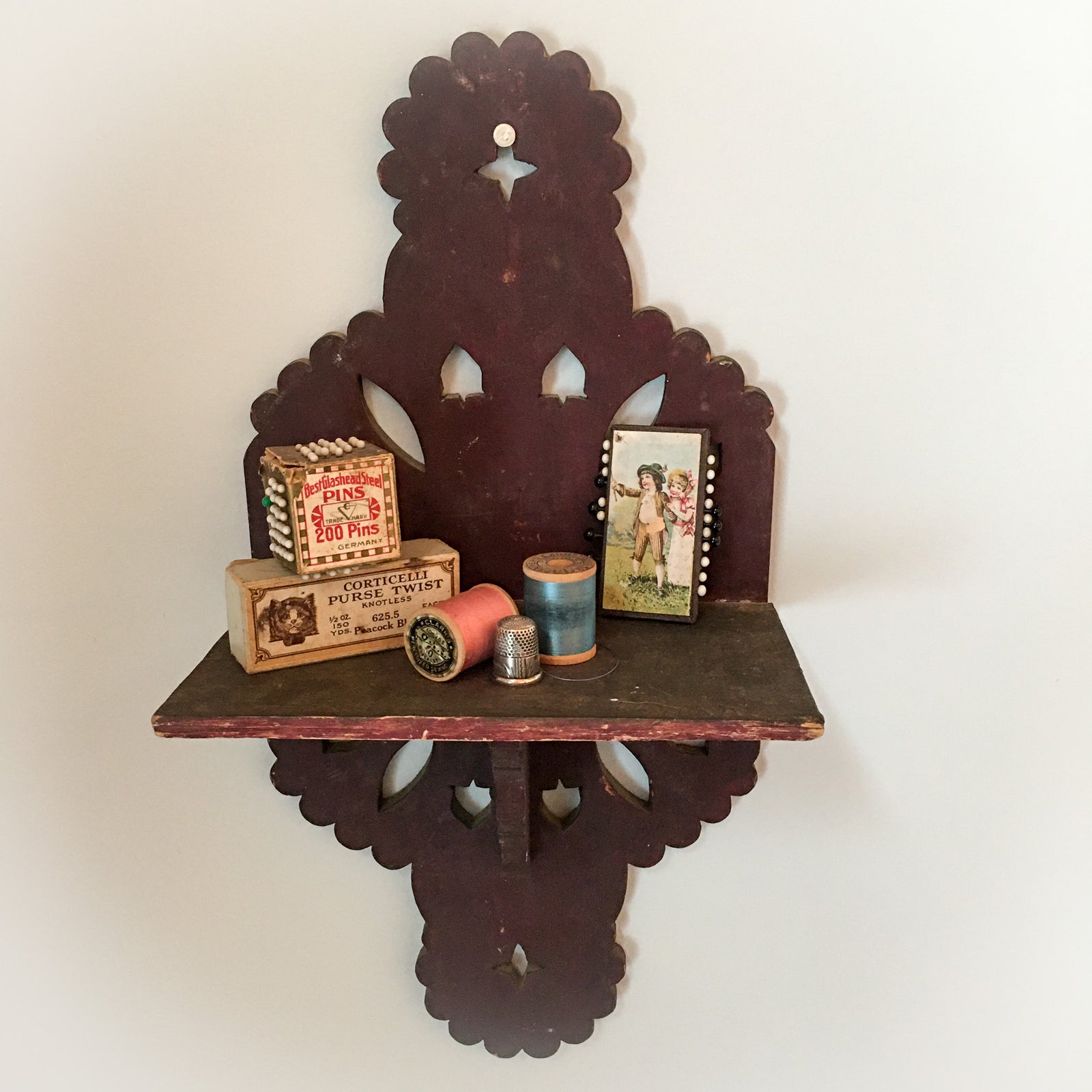 1800’s Oxblood Red Wall Shelf