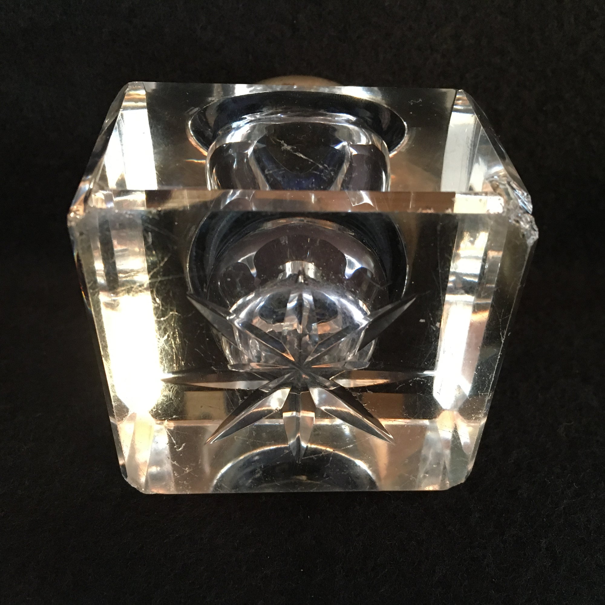 Victorian Era Sterling Silver and Cut-Glass Inkwell